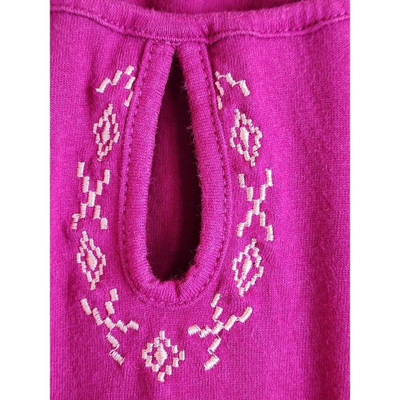 Kim Rogers Top Womens Large  L magenta‎ Key Hole Front Embroidered Long Sleeve - Picture 3 of 8